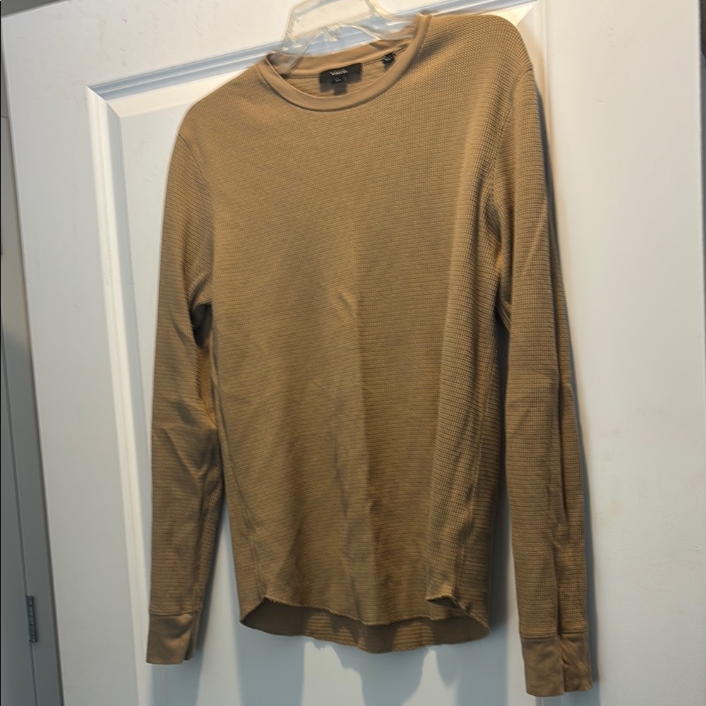 Vince Tan Long Sleeve Tee Soft Casual Crewneck